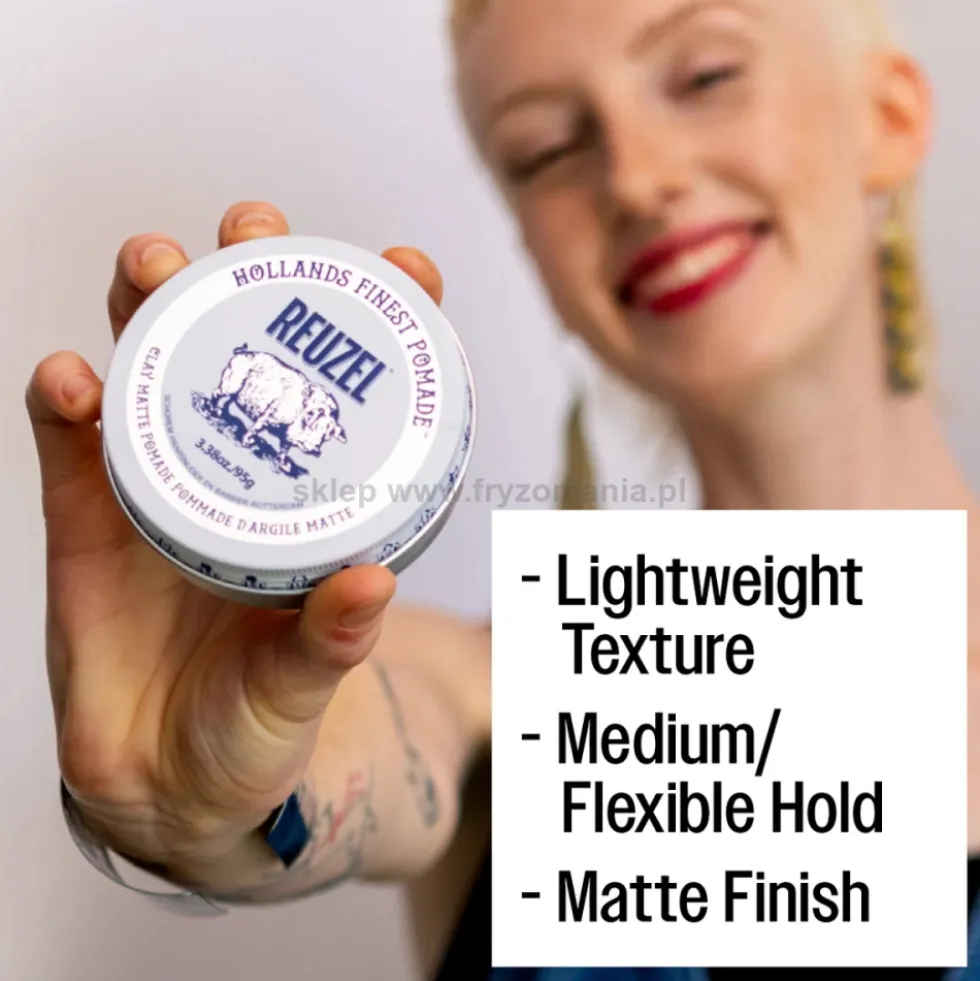 Reuzel Clay Matte matująca pomada do włosów, średnie utrwalenie 95g