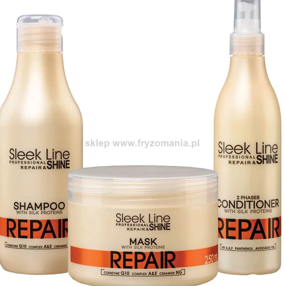 Stapiz Sleek Line Repair - zestaw regenerujący do włosów szampon 300ml, odżywka 300ml i maska 250ml