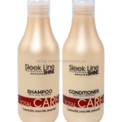 Stapiz Sleek Line Total Care - zestaw do włosów suchych i uwrażliwionych szampon i odżywka 2x300ml