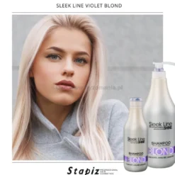 Stapiz Sleek Line Violet Blond - zestaw ochładzający kolor włosów szampon 1000ml i maska 1000ml