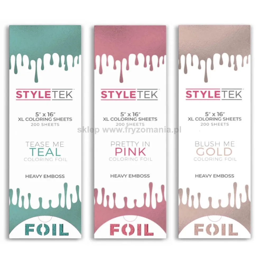 Styletek Coloring Sheets XL, folia do balejażu i koloryzacji włosów, różne kolory 200szt.