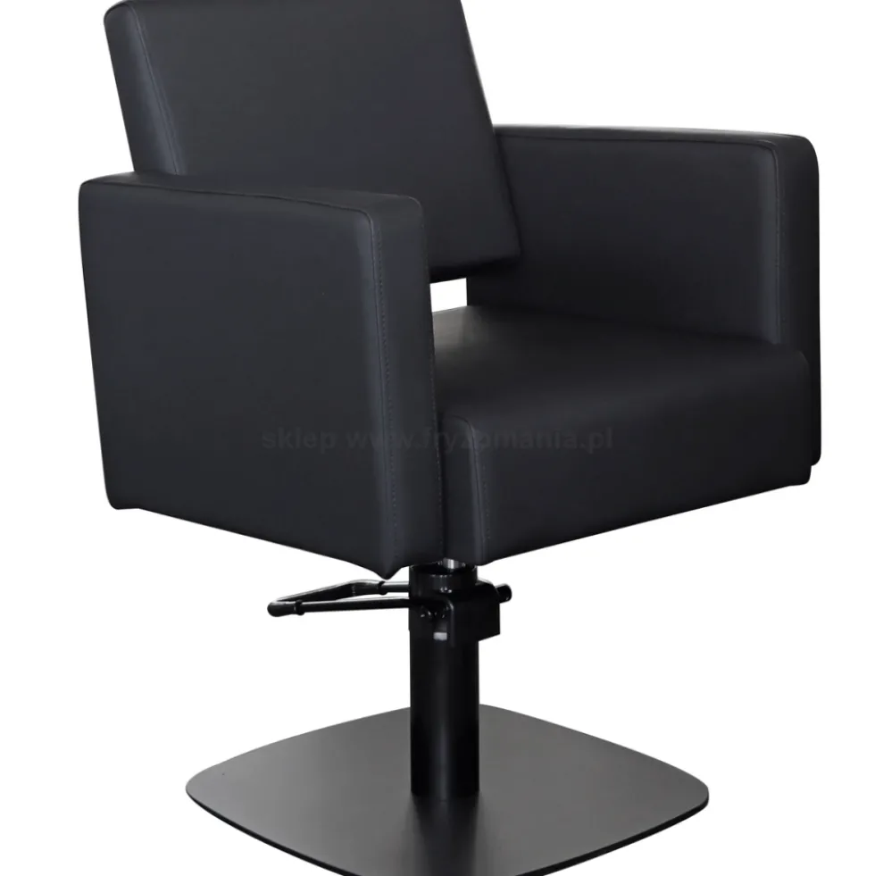Super Salon Premium Fotel fryzjerski, czarny kwadrat dostępny w 48H