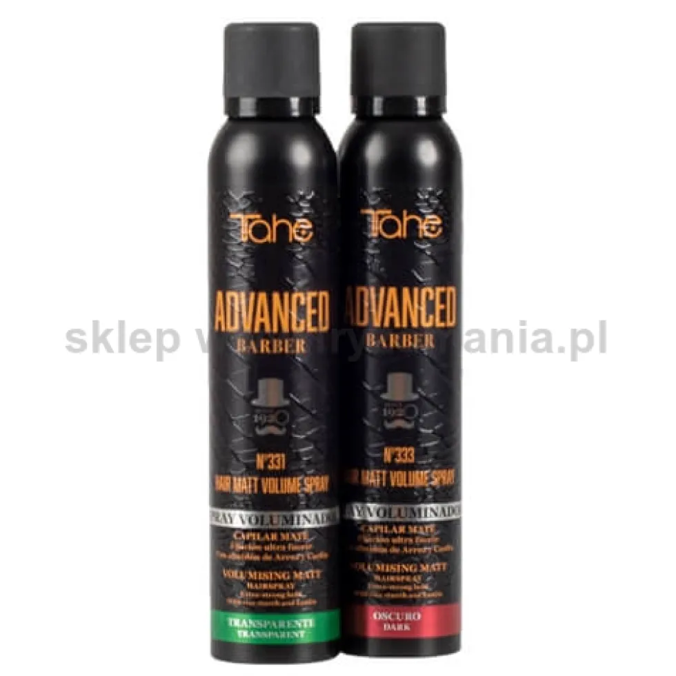 Tahe ADVANCED BARBER No.333 Hair Matt Volume Puder w sprayu nadający objętość do włosów dla mężczyzn (dark) 200ml