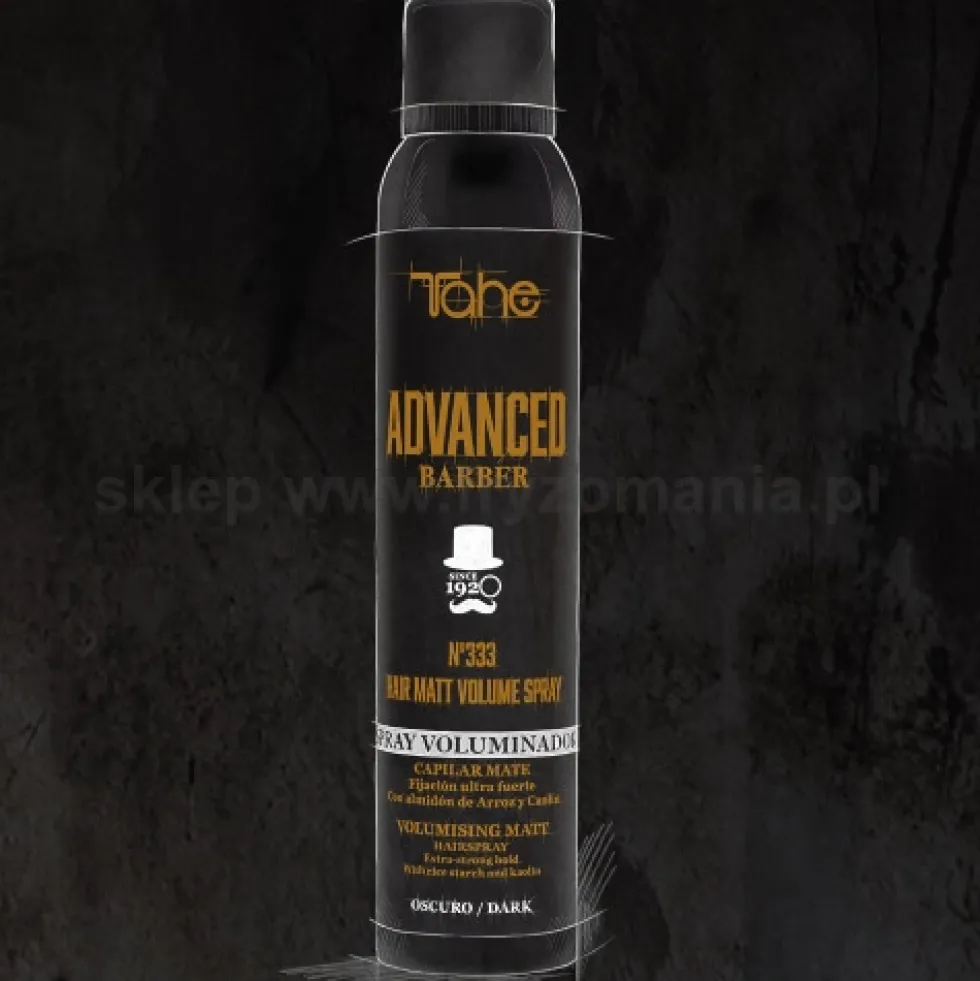 Tahe ADVANCED BARBER No.333 Hair Matt Volume Puder w sprayu nadający objętość do włosów dla mężczyzn (dark) 200ml