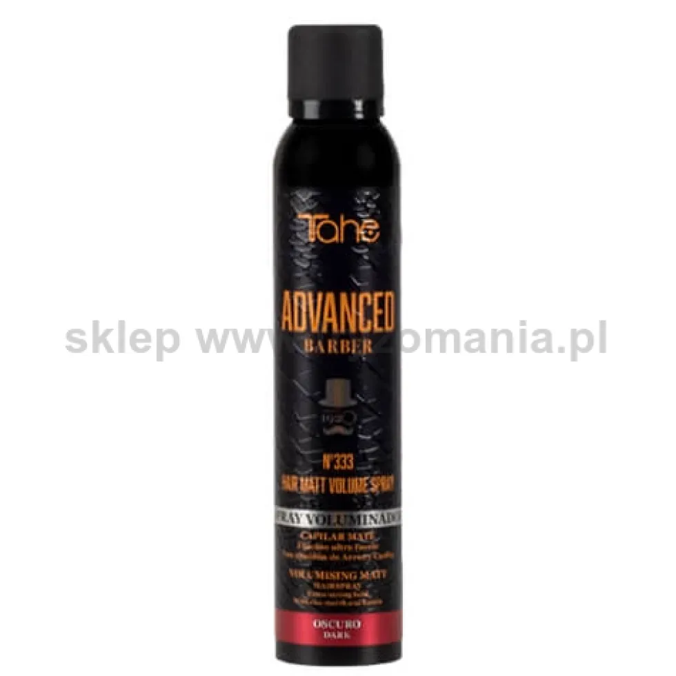 Tahe ADVANCED BARBER No.333 Hair Matt Volume Puder w sprayu nadający objętość do włosów dla mężczyzn (dark) 200ml