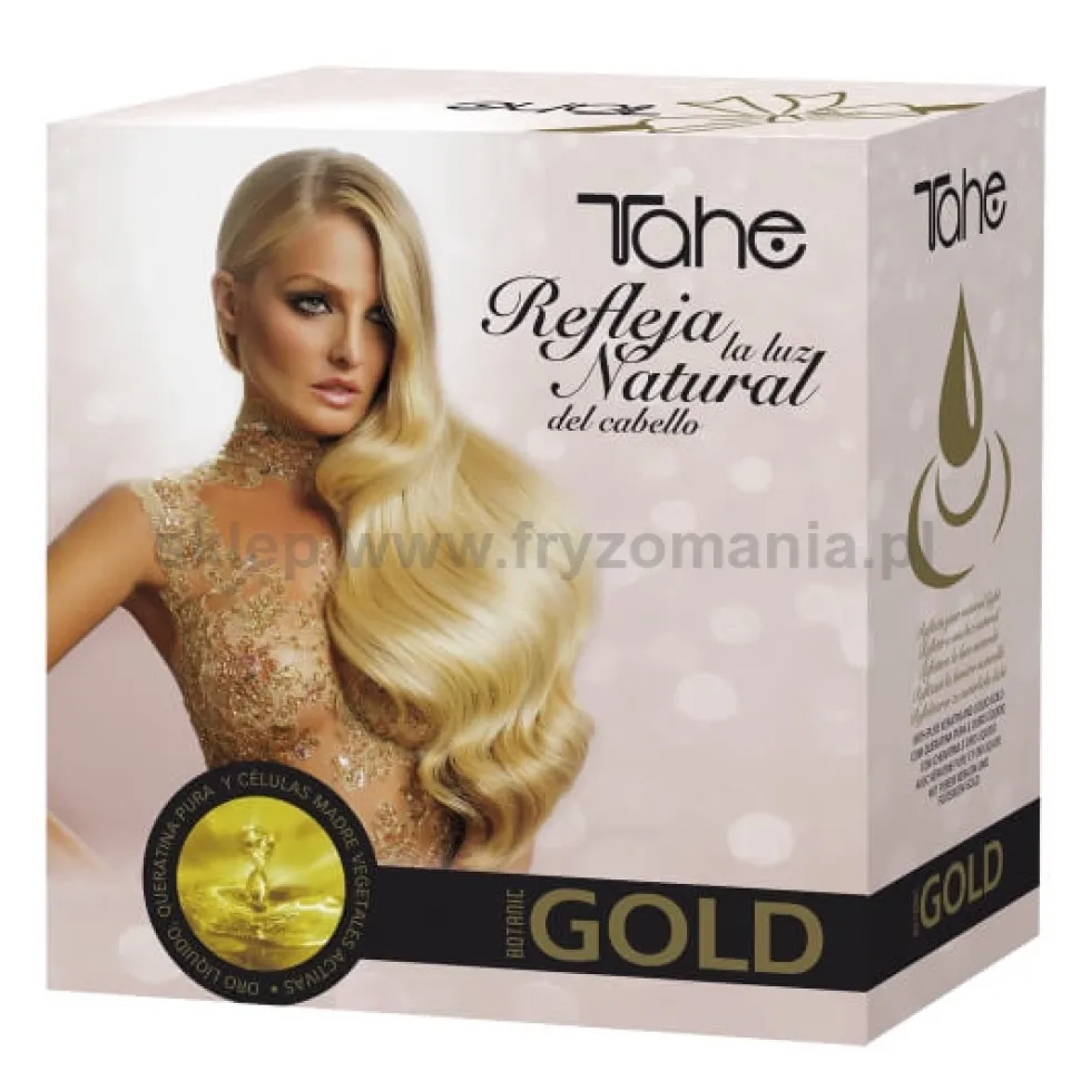Tahe Keratin Gold zestaw do pielęgnacji włosów bardzo zniszczonych i suchych, szampon, maska, olejek