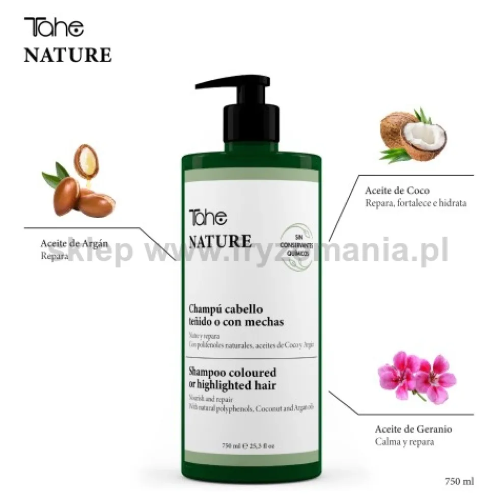 Tahe Nature Coloured Szampon do włosów farbowanych bez siarczanów 750ml