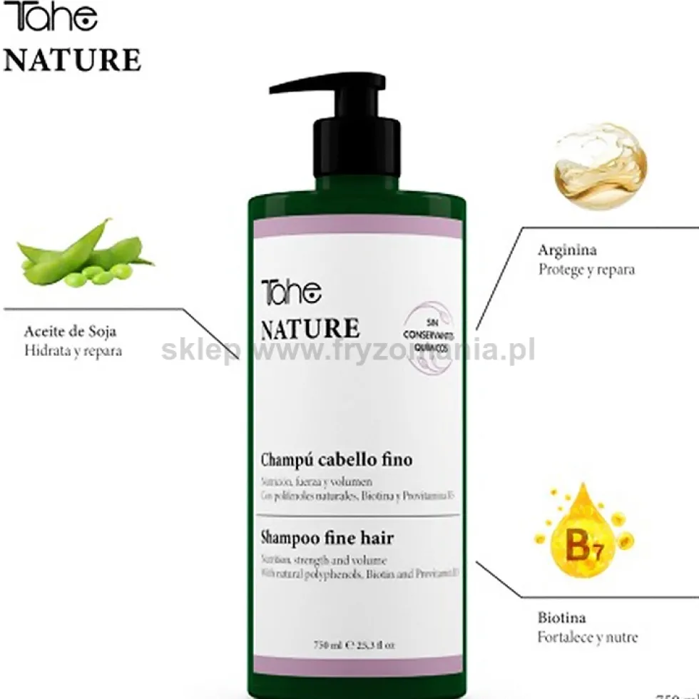 Tahe Nature Fine Szampon do włosów cienkich bez siarczanów 750ml