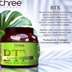 Three Therapy Nanoplastia BTX Botox Kuracja prostowania włosów 1000g