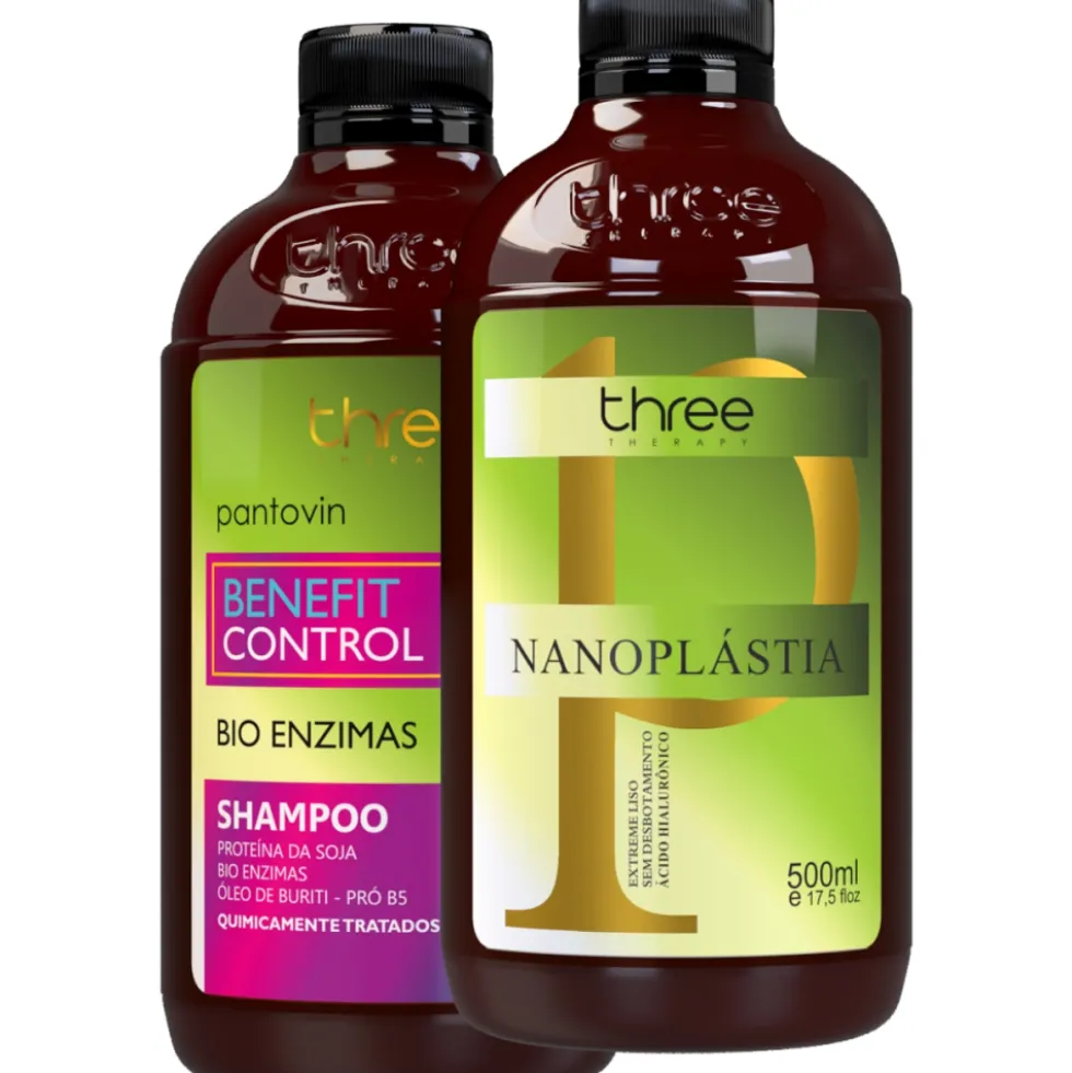 Three Therapy - zestaw nanoplastia włosów + szampon 2x500ml