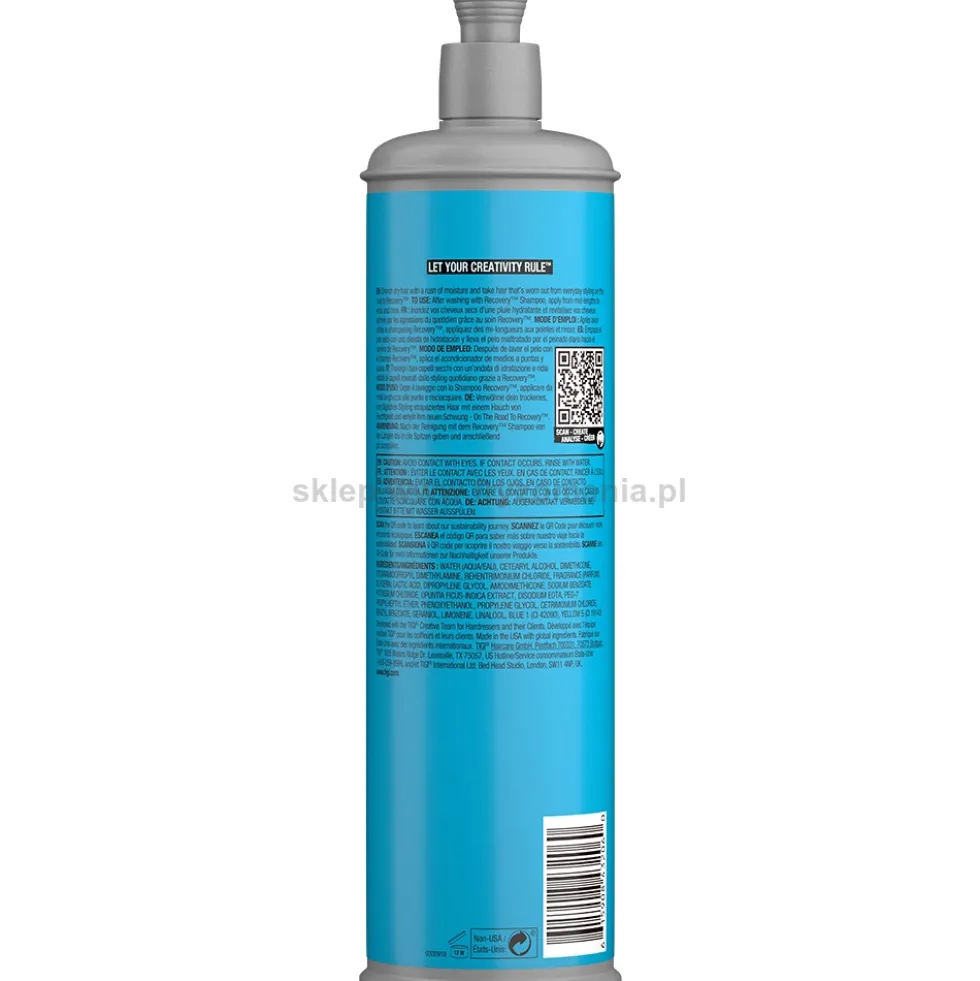 Tigi Bed Head Recovery Moisture Rush Odżywka nawilżająca do włosów suchych i zniszczonych 400ml