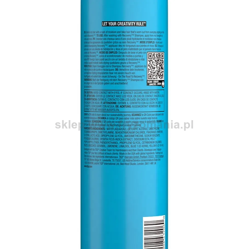 Tigi Bed Head Recovery Moisture Rush Odżywka nawilżająca do włosów suchych i zniszczonych 970ml