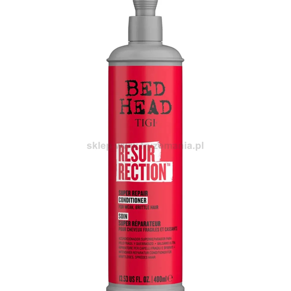 Tigi Bed Head Resurrection Repair - zestaw regenerujący do włosów zniszczonych szampon 400ml i odżywka 400ml