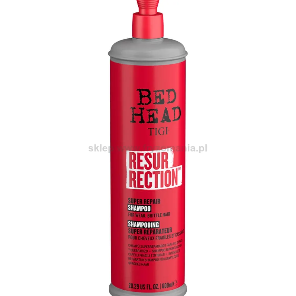 Tigi Bed Head Resurrection Repair Szampon regenerujący do włosów zniszczonych i łamliwych 600ml