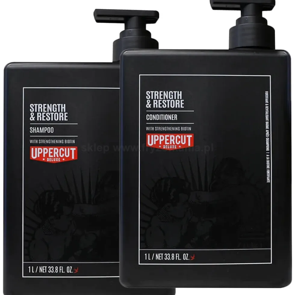 Uppercut Deluxe Strength&Restore - zestaw wzmacniający włosy dla mężczyzn szampon i odżywka 2x1000ml