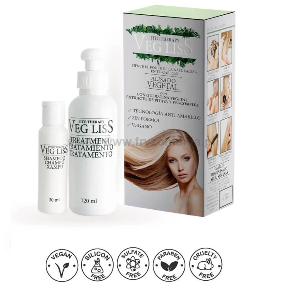 Veg Liss Fito Therapy Alisado Vegetal Zestaw do keratynowego prostowania włosów 150ml