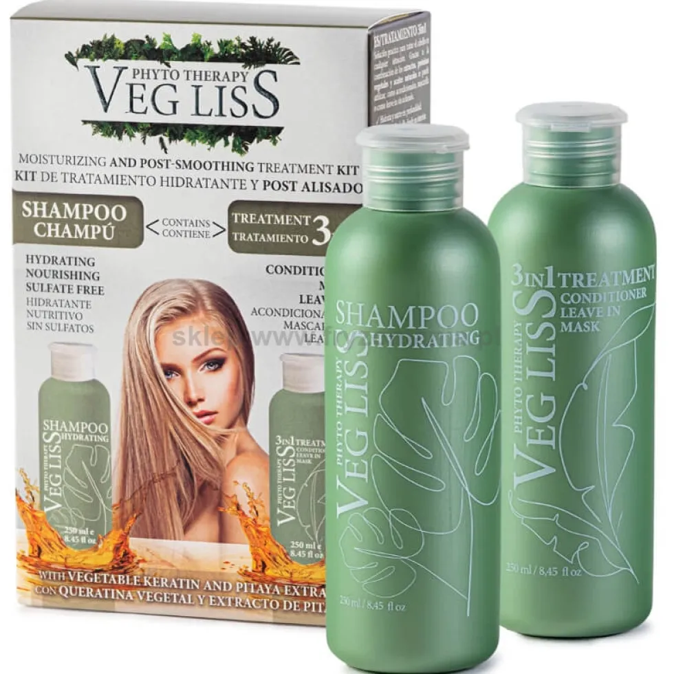 Veg Liss zestaw po keratynowym prostowaniu włosów szampon i odżywka 2x250ml