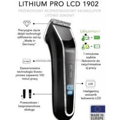 Wahl Home Lithium Pro 1901, maszynka do strzyżenia z wyświetlaczem LCD, bezprzewodowa