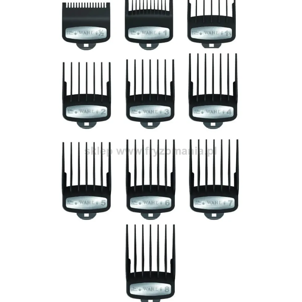 Wahl Premium Metalowe Nasadki do maszynek Wahl 1.5, 3, 4.5, 6, 10,13, 16, 19, 22, 25mm (komplet 10szt.)