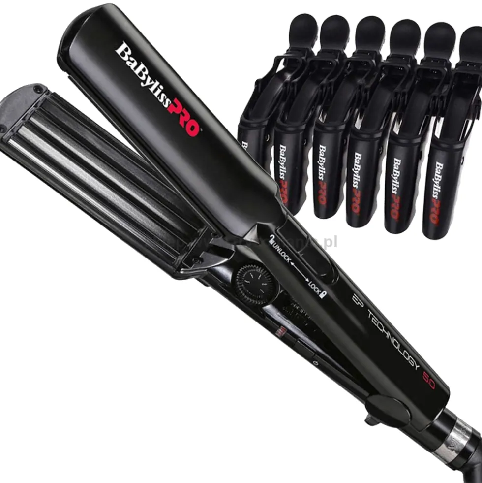 Zestaw - Babyliss Pro BAB2658EPCE Karbownica do włosów i klipsy fryzjerskie Babyliss Croco Clip