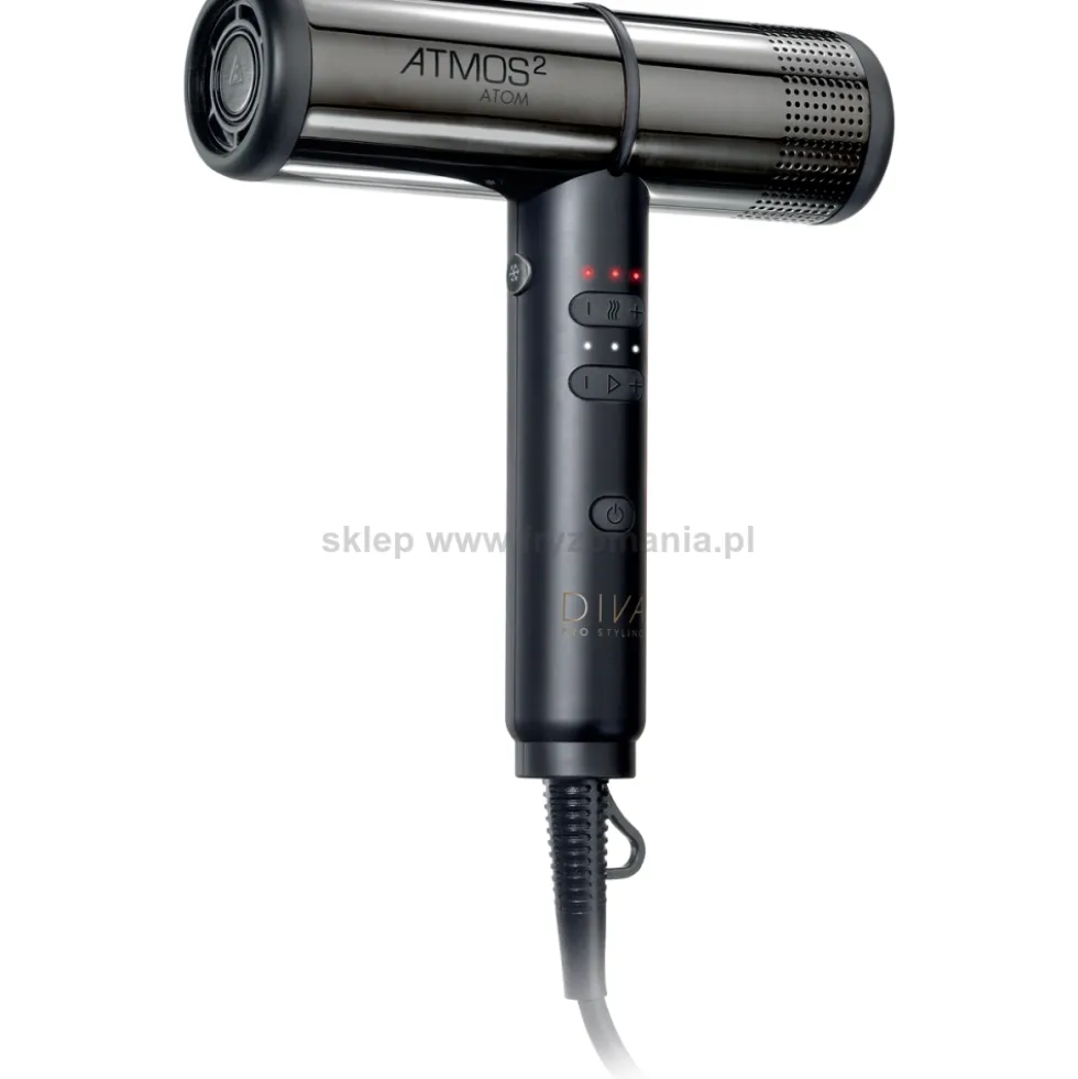 Zestaw Diva Atmos Atom 2 Suszarka do włosów z dyfuzorem czarna 2000W + wymienna obudowa różne kolory