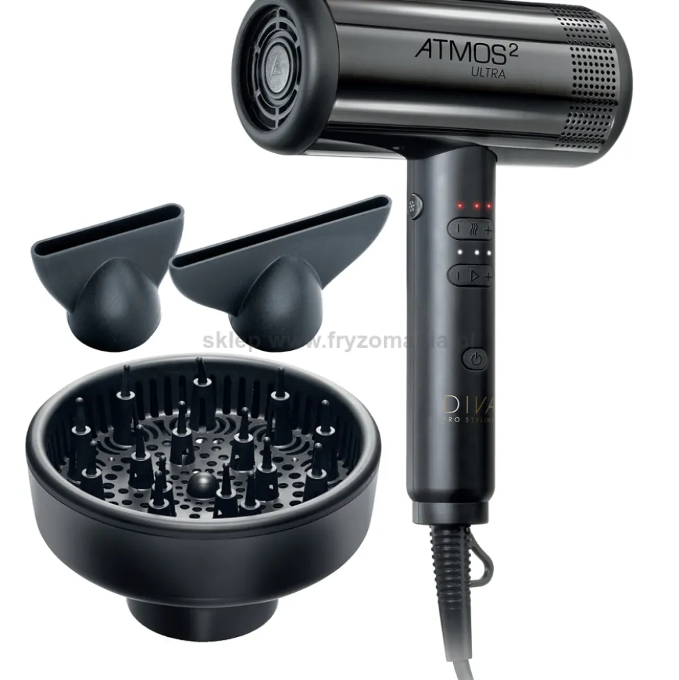 Zestaw Diva Atmos Ultra 2 Suszarka do włosów z dyfuzorem czarna 2000W + wymienna obudowa różne kolory